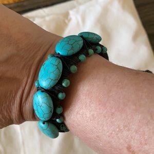 Turquoise Leather Adjustable Bracelet